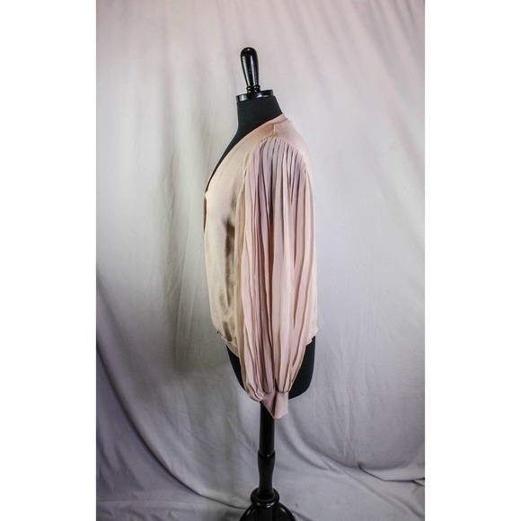 Adrianna Papell Cardigan Sweater Sheer Pleated Sleeves Pink Size - Picture 2 of 4